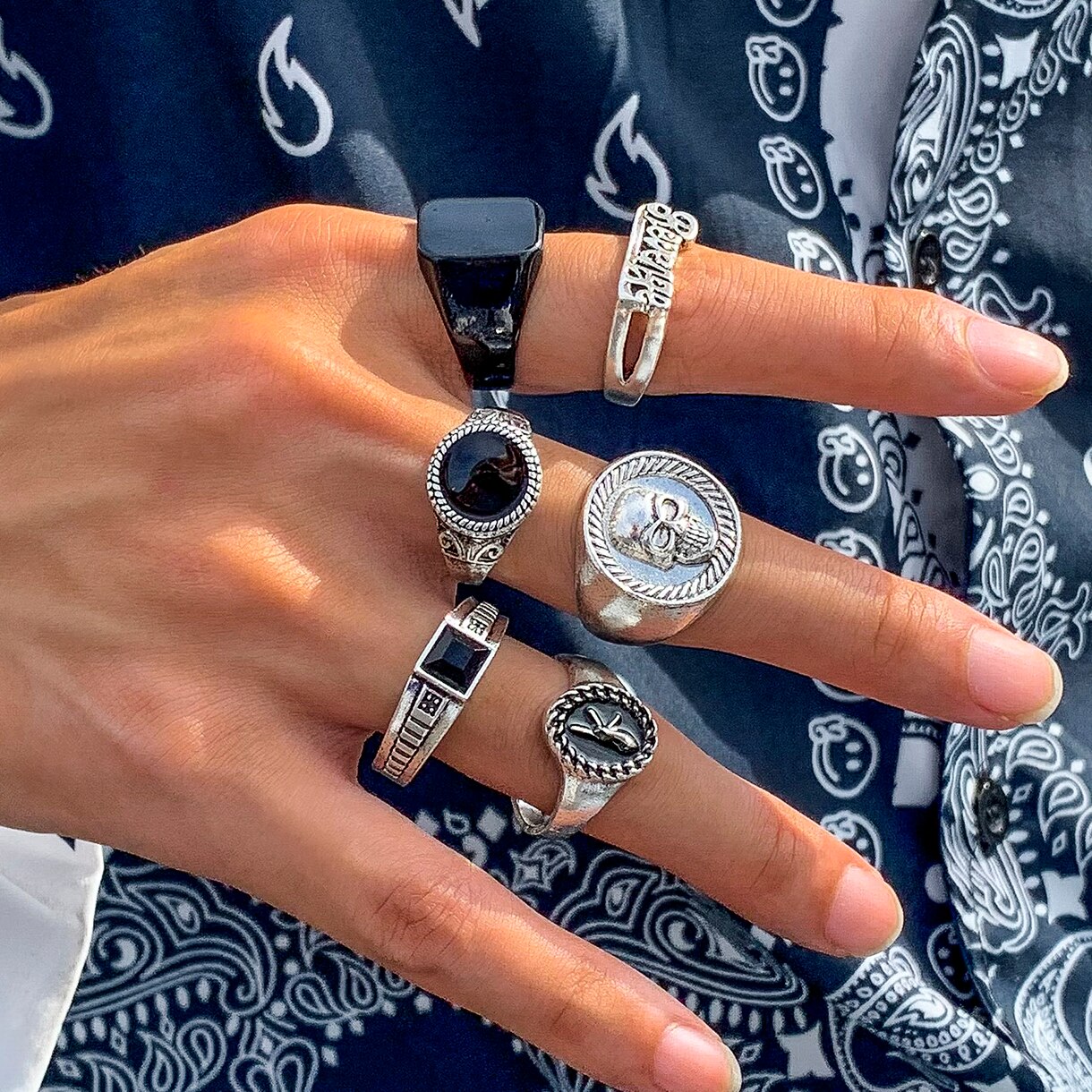 Vintage Punk Knuckle Rings Set - 6 Pcs/세트 Goth 빈티지 스켈레톤 골동품