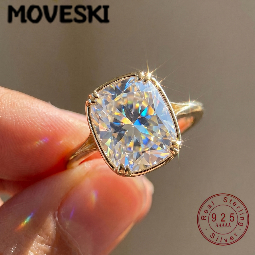 Moissanite Engagement Ring 1 Carat - S925 스털링 실버 1캐럿 사각 모이사나이트