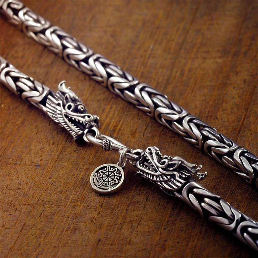 925 Sterling Silver Chain Necklace Men - OUYADI 남성용 925 스털링 실버 빈티지