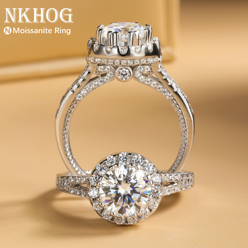 Moissanite Engagement Ring 1 Carat - 진짜 2캐럿 모이사나이트 반지 925 스털링