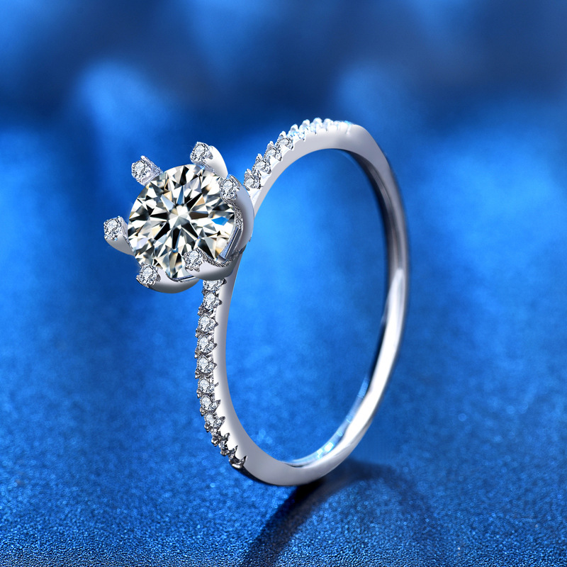 Moissanite Engagement Ring 1 Carat - S925 웨딩 약혼 모이사나이트 반지 럭셔리