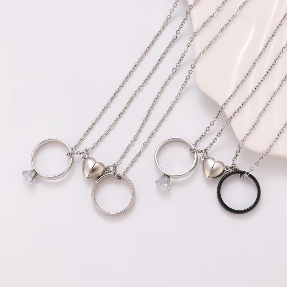 Magnetic Couple Matching Necklaces - 링 펜던트 목걸이 사랑 자석 목걸이