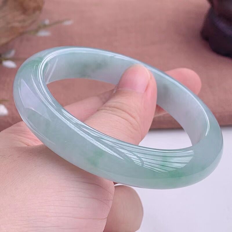 Bracelets - 미얀마산 단색 - 연유색 비취 팔찌,
