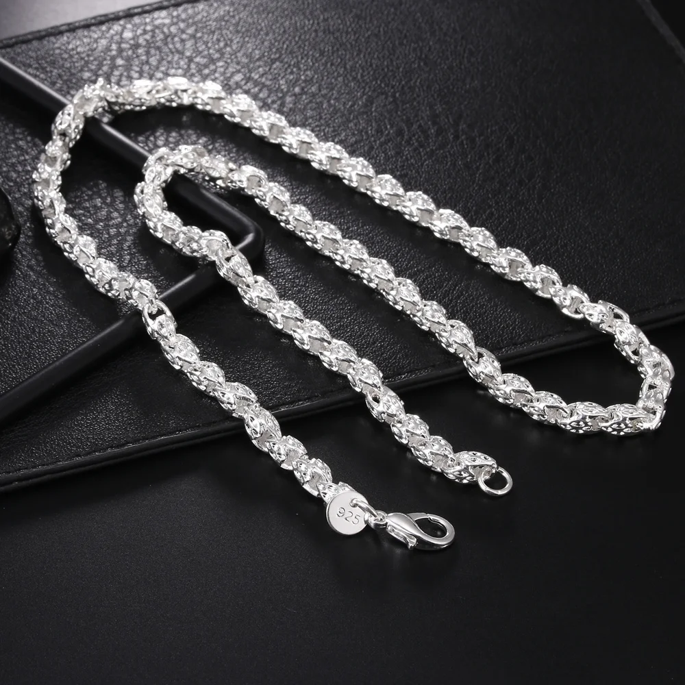 925 Sterling Silver Chain Necklace Men - 핫 참스 925 스털링 실버 5MM