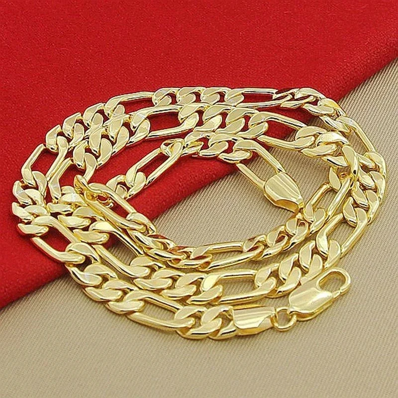 925 Sterling Silver Chain Necklace Men - 925 스털링 실버 18K 골드 목걸이