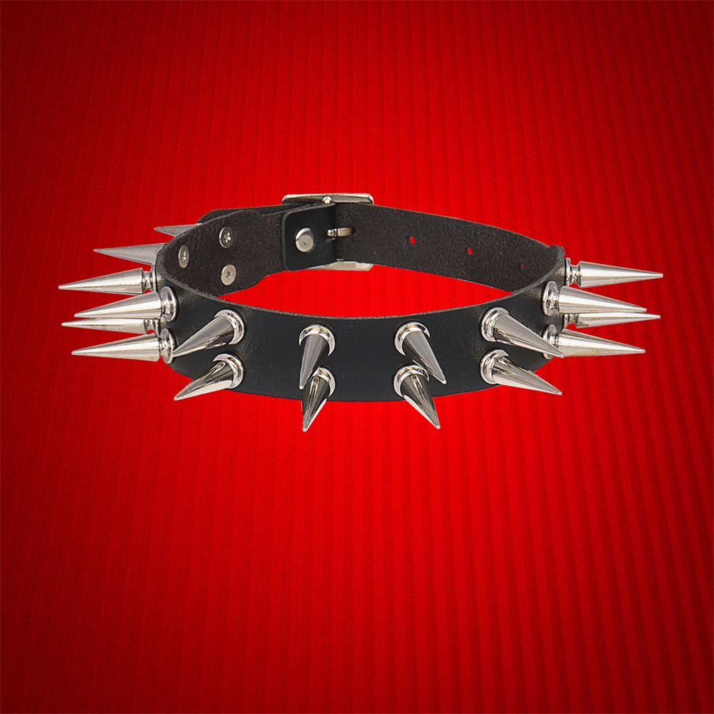 Goth Punk Spike Choker - 여성 남성용 롱 스파이크 초커 칼라