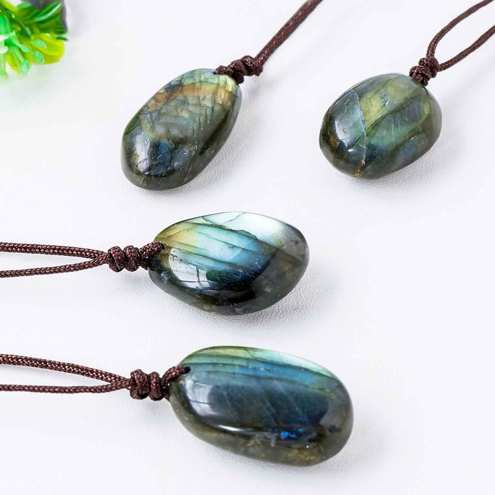 Crystal Pendant Necklace Natural Stone - 천연 라브라도라이트 펜던트 목걸이 남성 여성