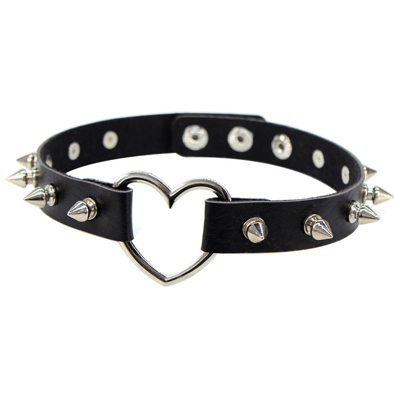 Goth Punk Spike Choker - 섹시한 스파이크 펑크 칼라 가죽 초커
