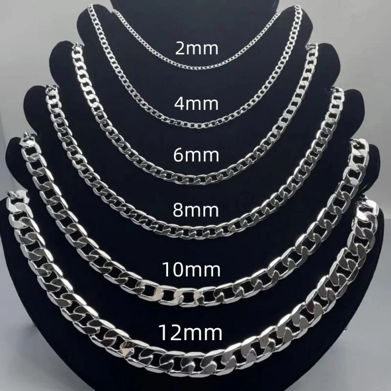 Cuban Link Chain 12Mm - 남자 925 스털링 실버 목걸이 2/4/6/8/10/12MM