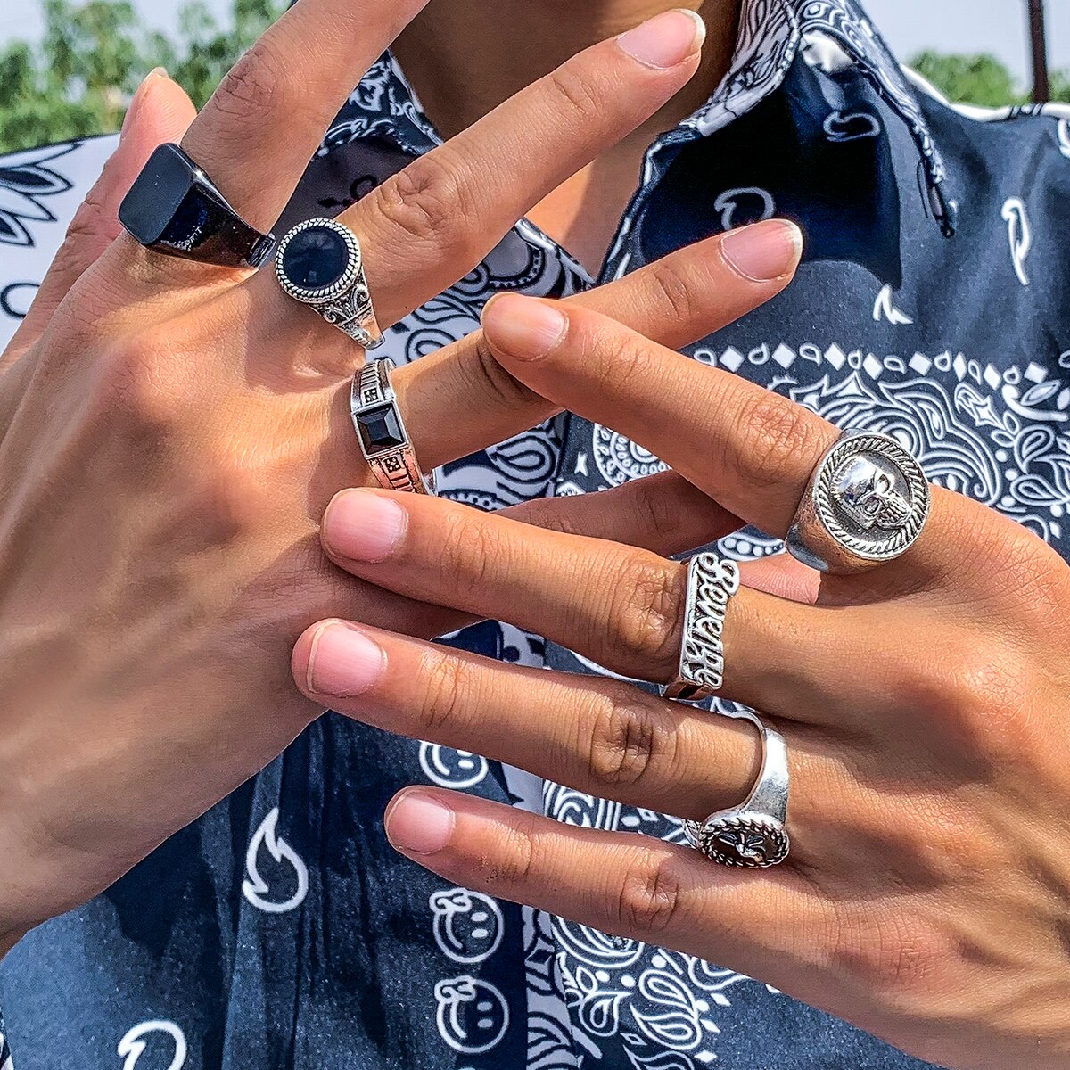 6 Pcs/세트 Goth 빈티지 스켈레톤 골동품 실버  - Vintage Punk Knuckle Rings Set 리뷰 및 가격