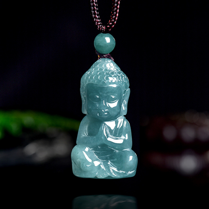 천연 진짜 에메랄드 옥 블루 워터 베이비 부처 펜던트  - Necklaces 리뷰 및 가격