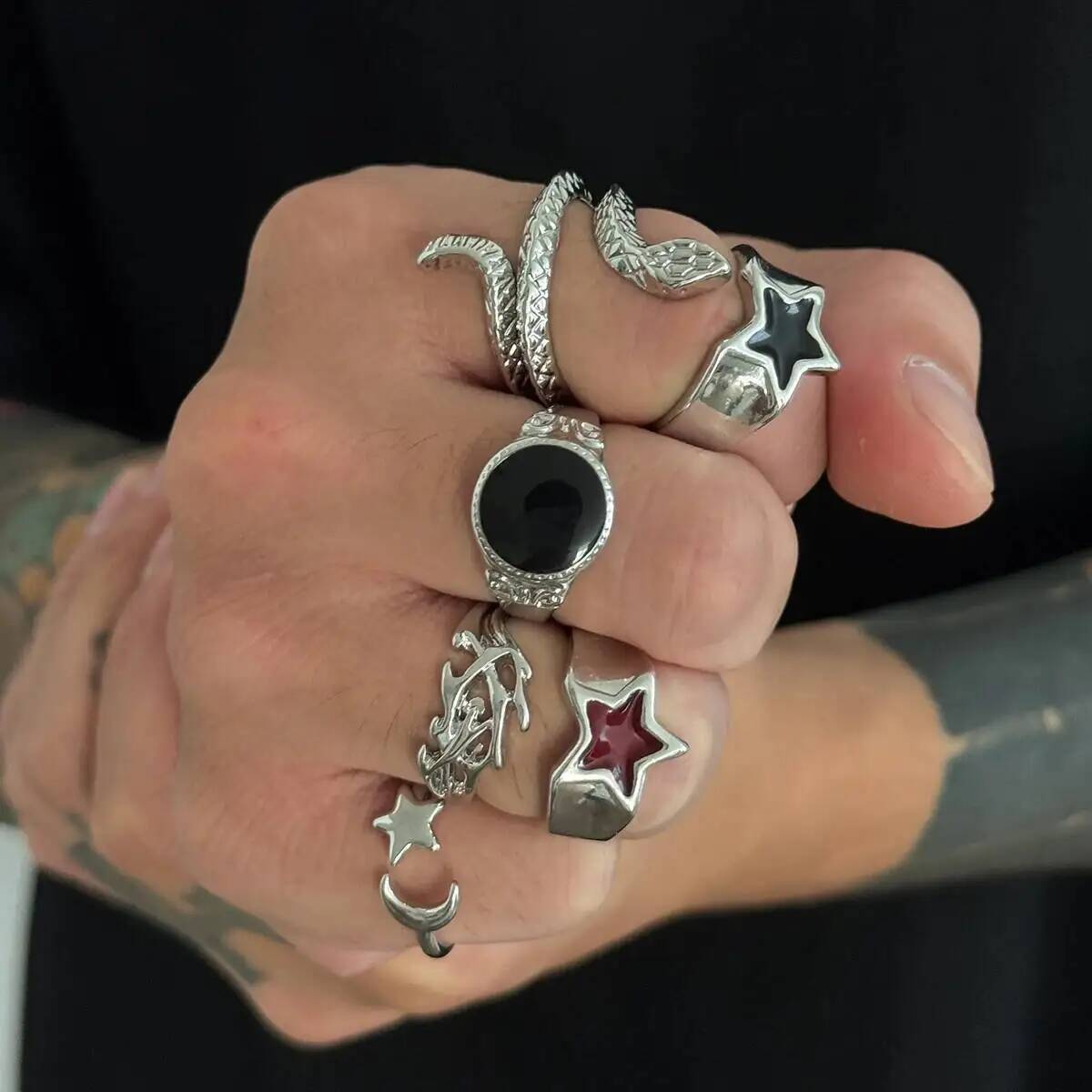 KunJoe 6개 세트 신상 고스 스타일 뱀 오픈 링  - Vintage Punk Knuckle Rings Set 리뷰 및 가격