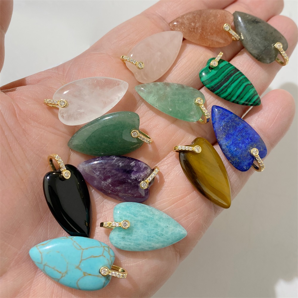 2개입 천연석 하트 펜던트, DIY 목걸이 팔찌용 힐링 - Crystal Pendant Necklace Natural Stone 리뷰 및 가격