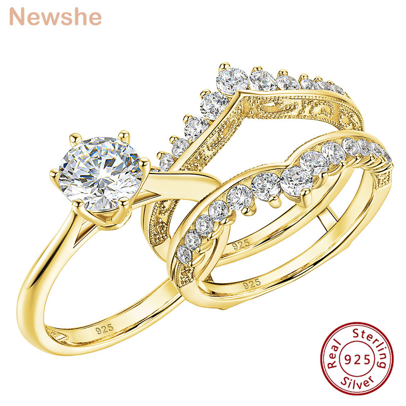 뉴스헤 14k 옐로우 골드 도금 여성용 브라이덜 링 세 - Moissanite Engagement Ring 1 Carat 리뷰 및 가격