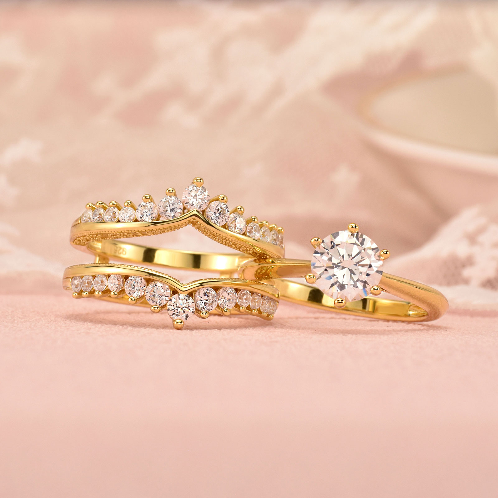 뉴스헤 14k 옐로우 골드 도금 여성용 브라이덜 링 세 - Moissanite Engagement Ring 1 Carat 리뷰 및 가격