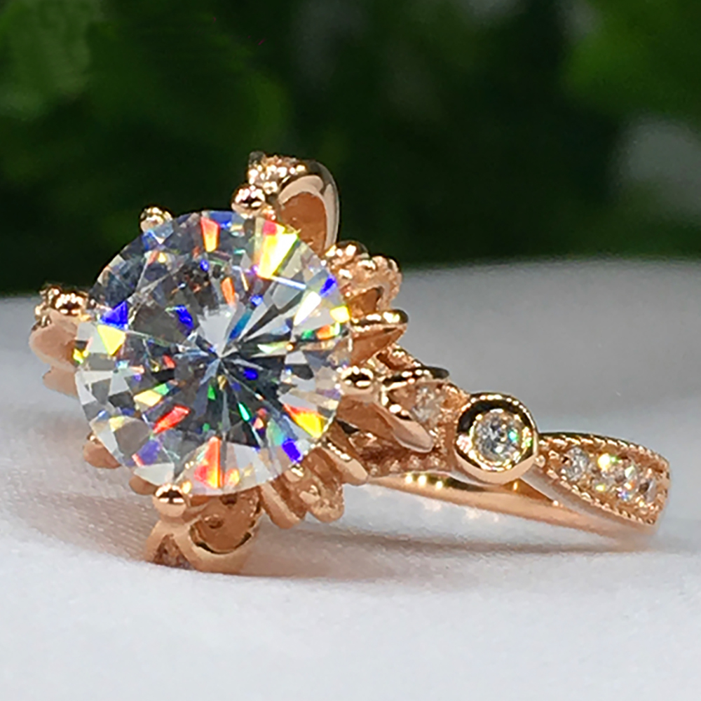 맞춤형 솔리드 18K Au750 옐로우 골드 여성 웨딩 - Moissanite Engagement Ring 1 Carat 리뷰 및 가격