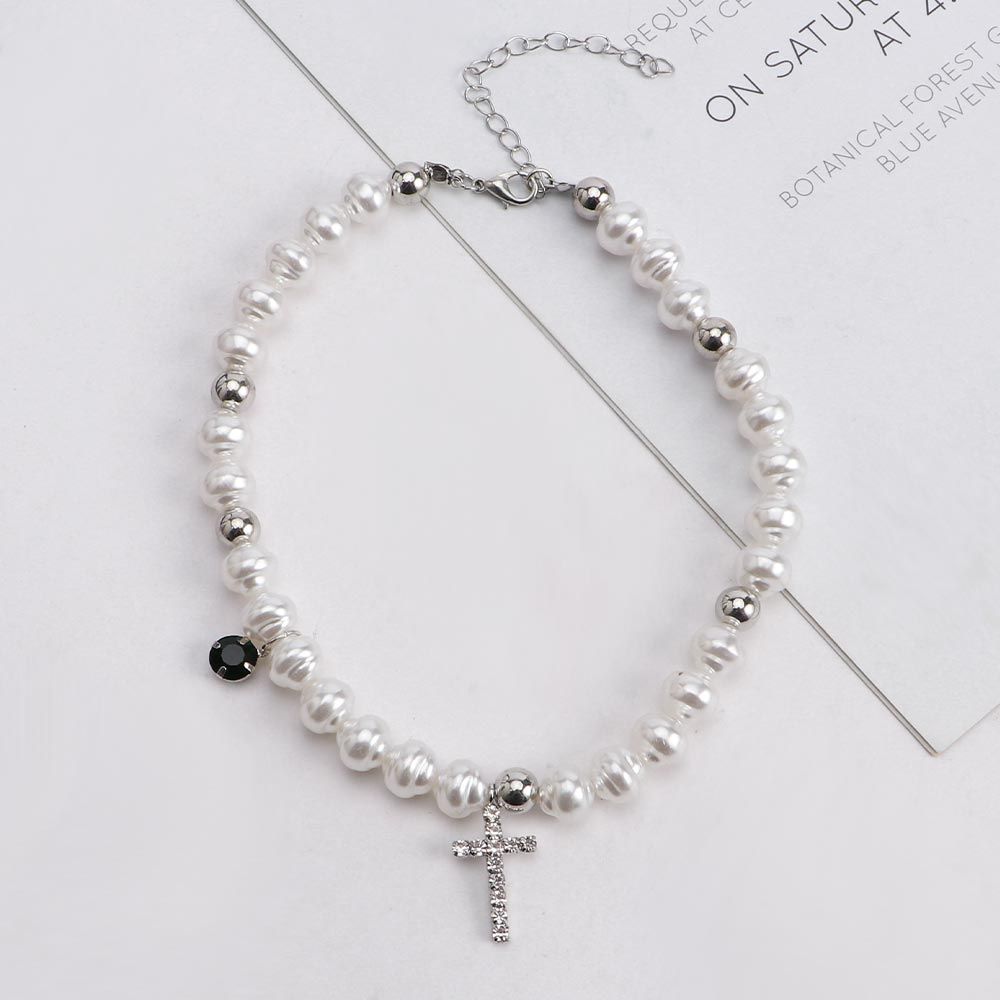 여성용 빈티지 펜던트 크리스탈 크로스 넥 쥬얼리, 모조 - Pearl Choker Necklace Vintage 리뷰 및 가격