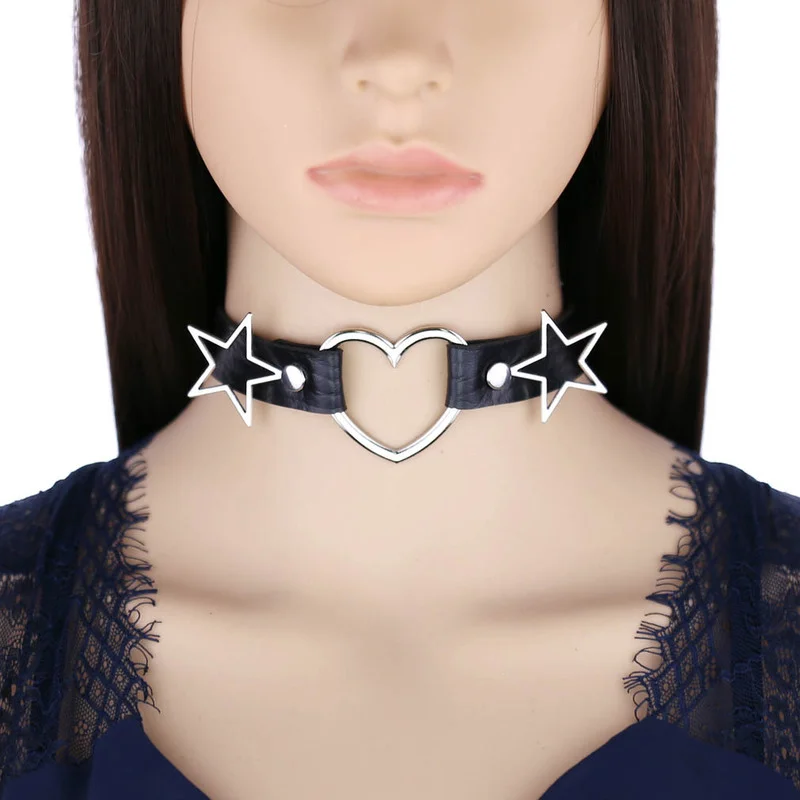 데코펑크 펑크 PU 가죽 하트 별 스파이크 리벳 칼라  - Goth Punk Spike Choker 리뷰 및 가격