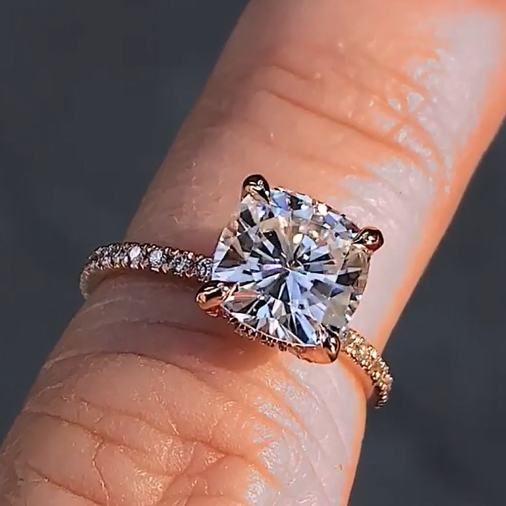 맞춤형 솔리드 14K 로즈 골드 여성 웨딩 파티 기념일 - Moissanite Engagement Ring 1 Carat 리뷰 및 가격