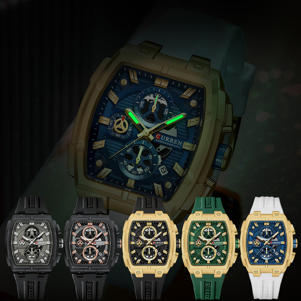 CURREN 남성용 럭셔리 빈티지 시계, 실리콘 스트랩 - Watch Accessories 리뷰 및 가격