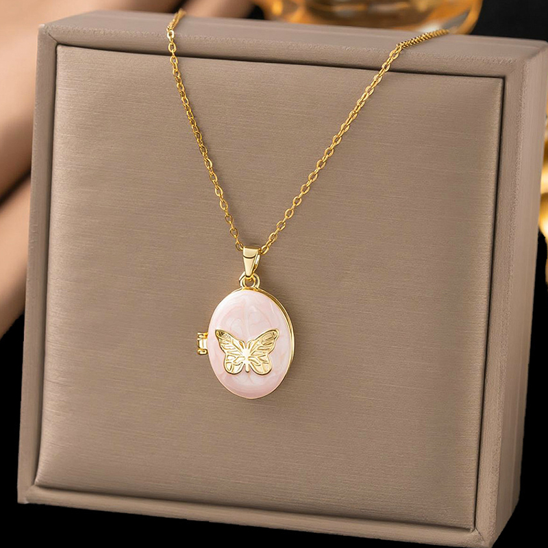 ANENJERY 316L 스테인레스 스틸 꽃 나비 별  - Heart Locket Necklace Photo 리뷰 및 가격