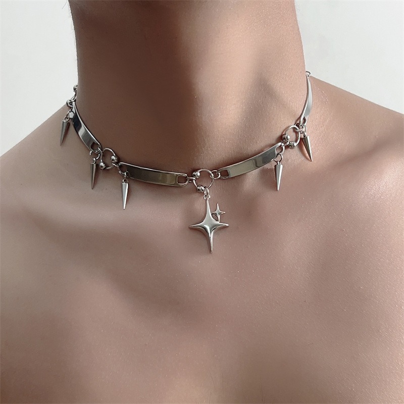 힙합 스테인리스 스틸 펑크 스타 리벳 초커 록 주얼리  - Goth Punk Spike Choker 리뷰 및 가격