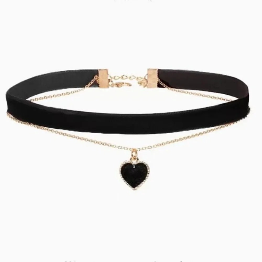 멀티 레이어 블랙 피치 하트 펜던트 초커, 여성 소녀들 - Layered Pendant Necklace Aesthetic 리뷰 및 가격
