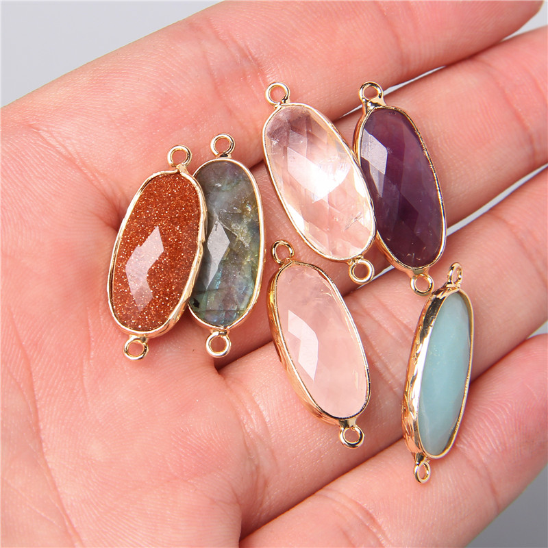 2pcs 10X26mm 자연 더블 루프 크리스탈 스톤  - Crystal Pendant Necklace Natural Stone 리뷰 및 가격