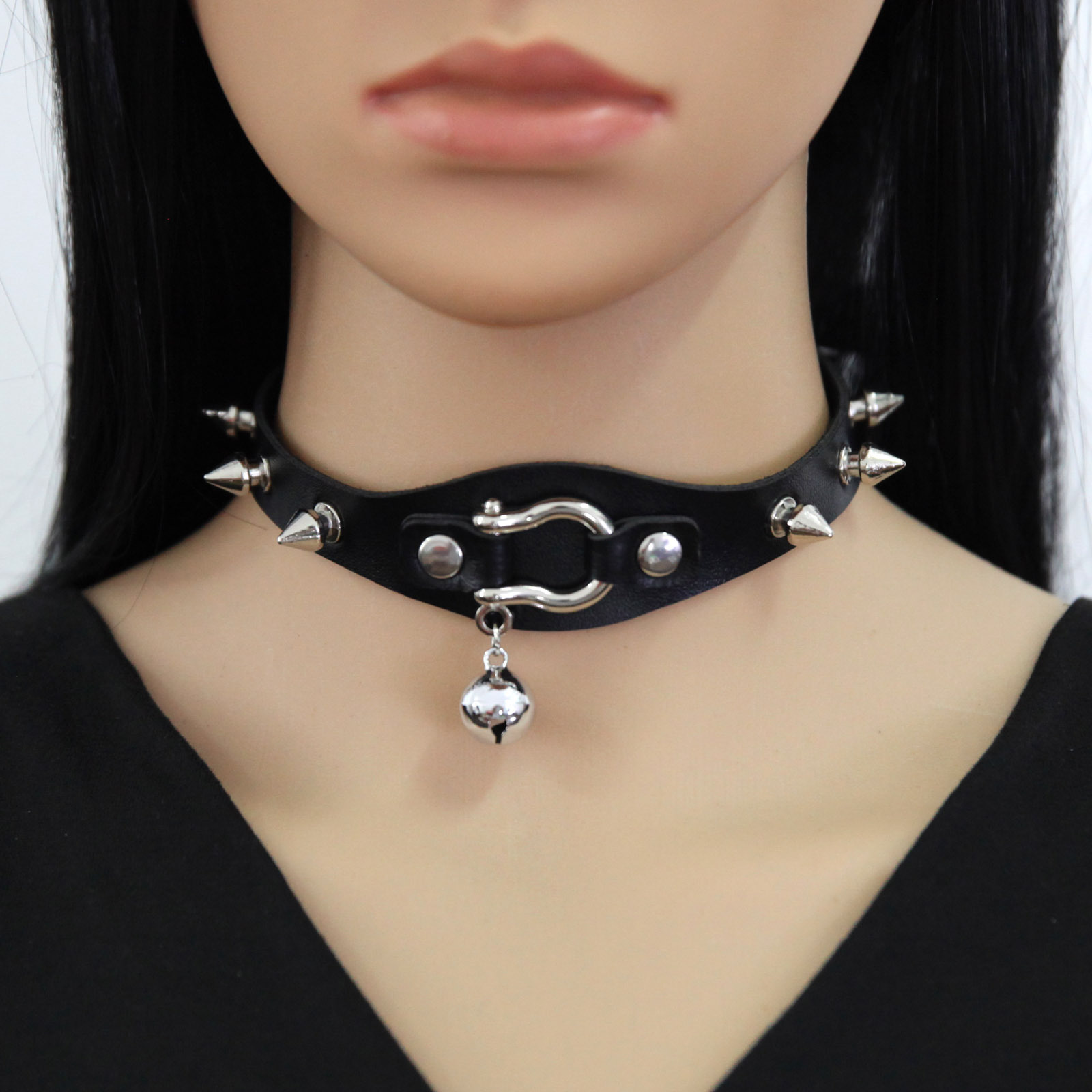 블랙 스파이크 초커 목걸이 리벳 스터드 펑크 록 벨 인 - Goth Punk Spike Choker 리뷰 및 가격