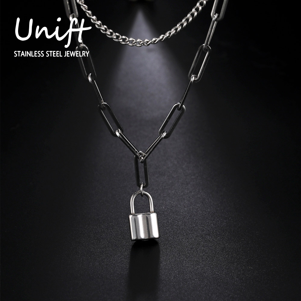 Unift 심미적 자물쇠 펜던트 남성 목걸이, 스테인레 - Layered Pendant Necklace Aesthetic 리뷰 및 가격