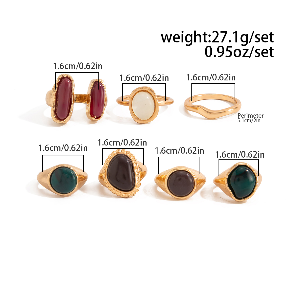 IngeSight.Z 7개 세트 펑크 트렌드 컬러풀 레 - Vintage Punk Knuckle Rings Set 리뷰 및 가격