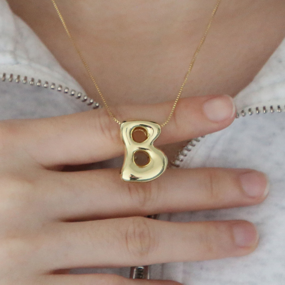 여성용 크리에이티브 A-Z 풍선 버블 레터 펜던트 목걸 - Initial Letter Necklace 18K Gold 리뷰 및 가격