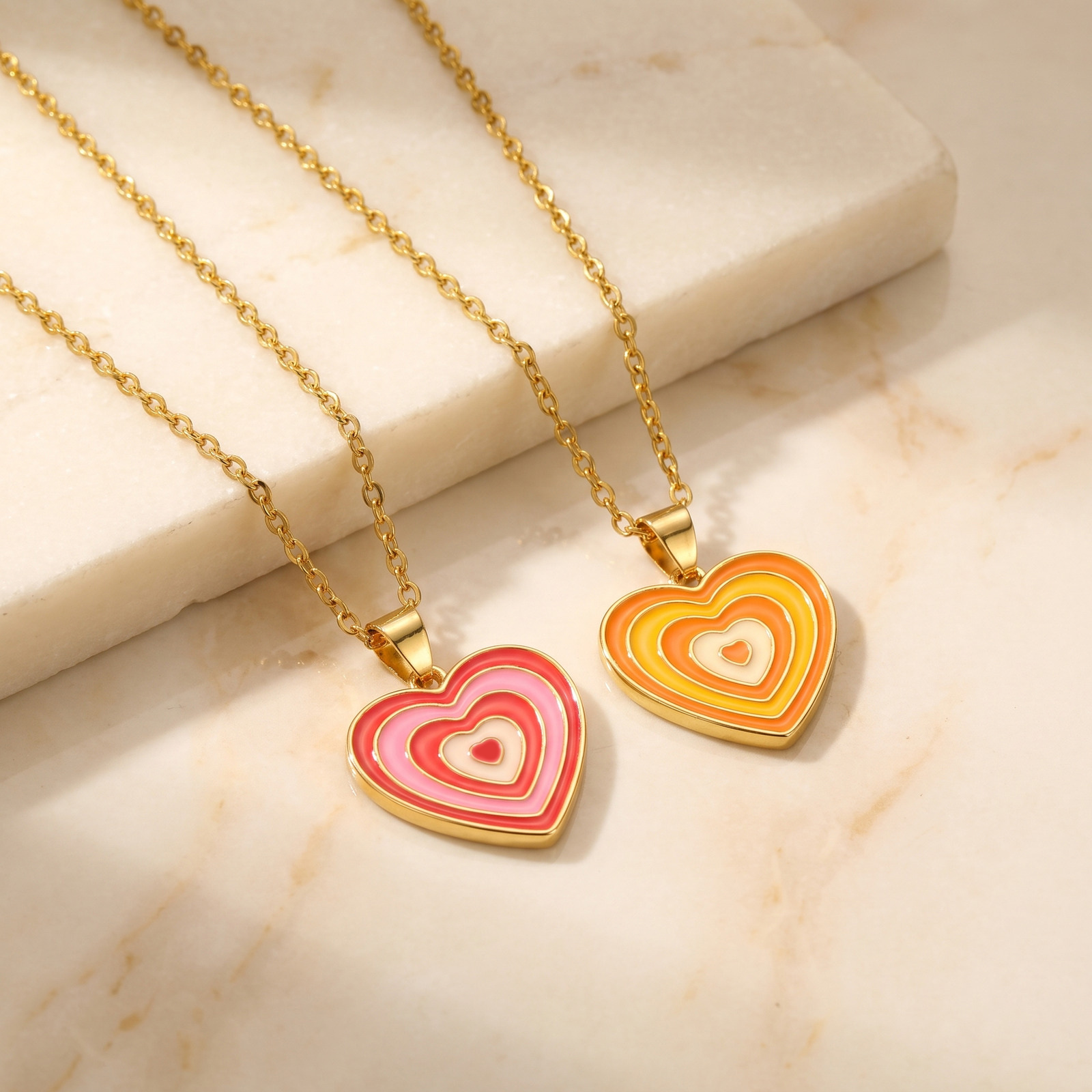 여성용 Y2K 스타일 레이어드 에나멜 하트 펜던트 목걸 - Layered Pendant Necklace Aesthetic 리뷰 및 가격