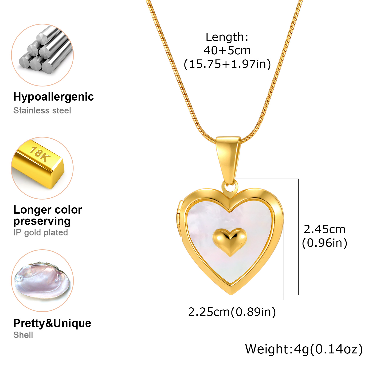 맞춤형 사진 하트 로켓 목걸이, 금도금 스테인리스 스틸 - Heart Locket Necklace Photo 리뷰 및 가격