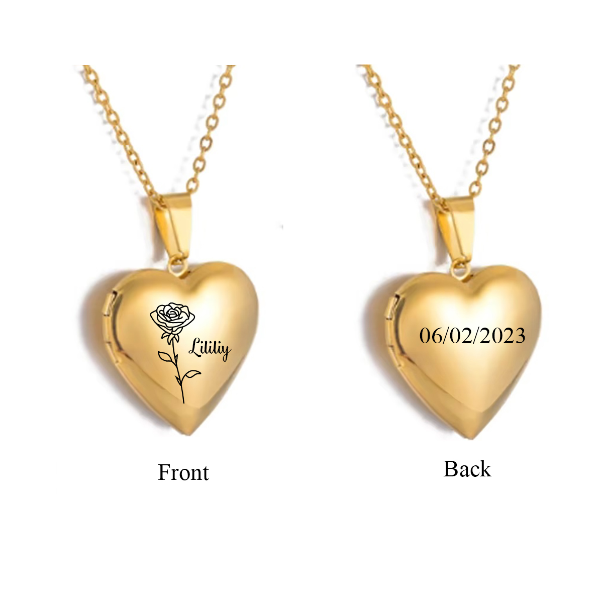 여성용 맞춤형 하트 생일 꽃 로켓 목걸이, 스테인레스  - Heart Locket Necklace Photo 리뷰 및 가격