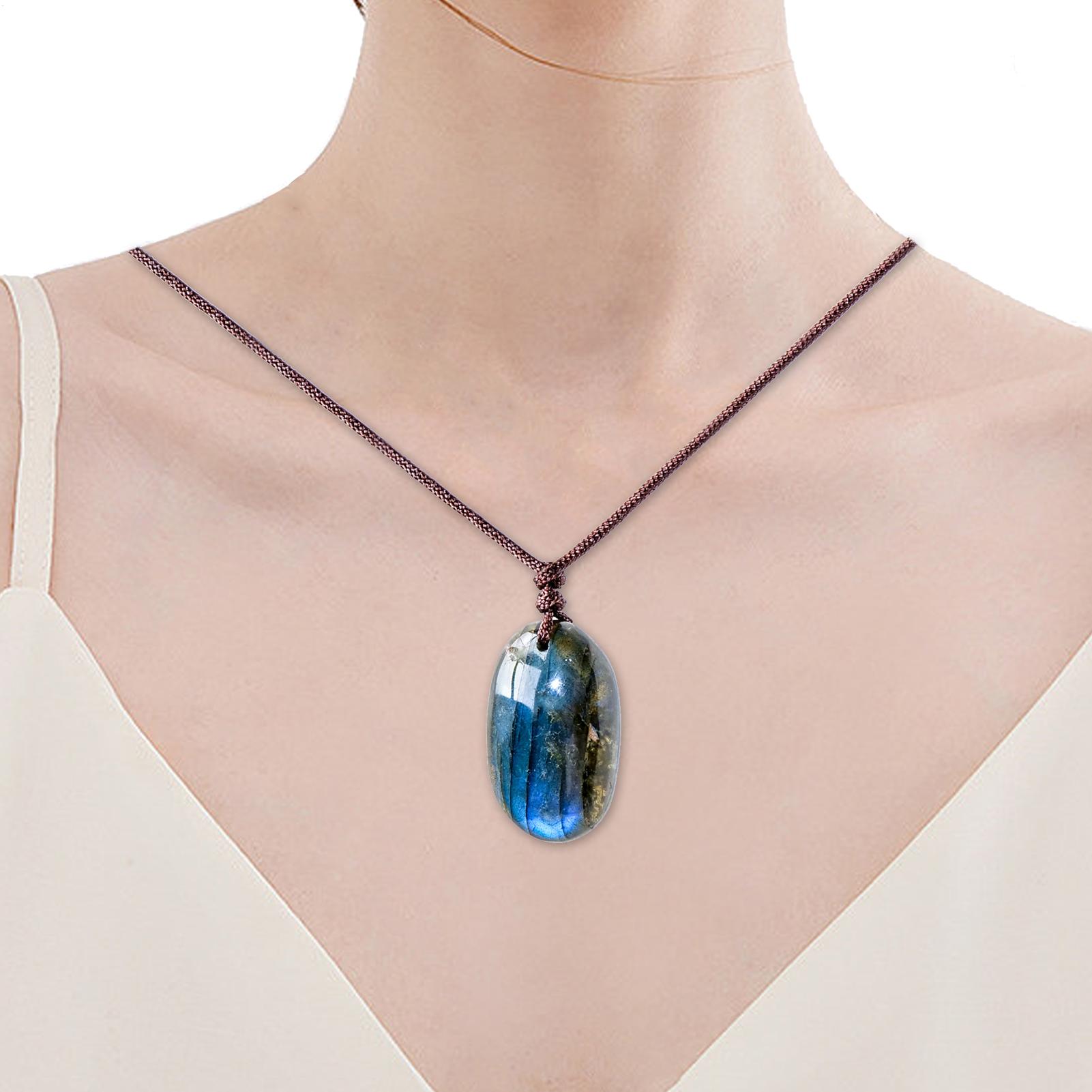 천연 라브라도라이트 펜던트 목걸이 남성 여성 에너지 쿼 - Crystal Pendant Necklace Natural Stone 리뷰 및 가격