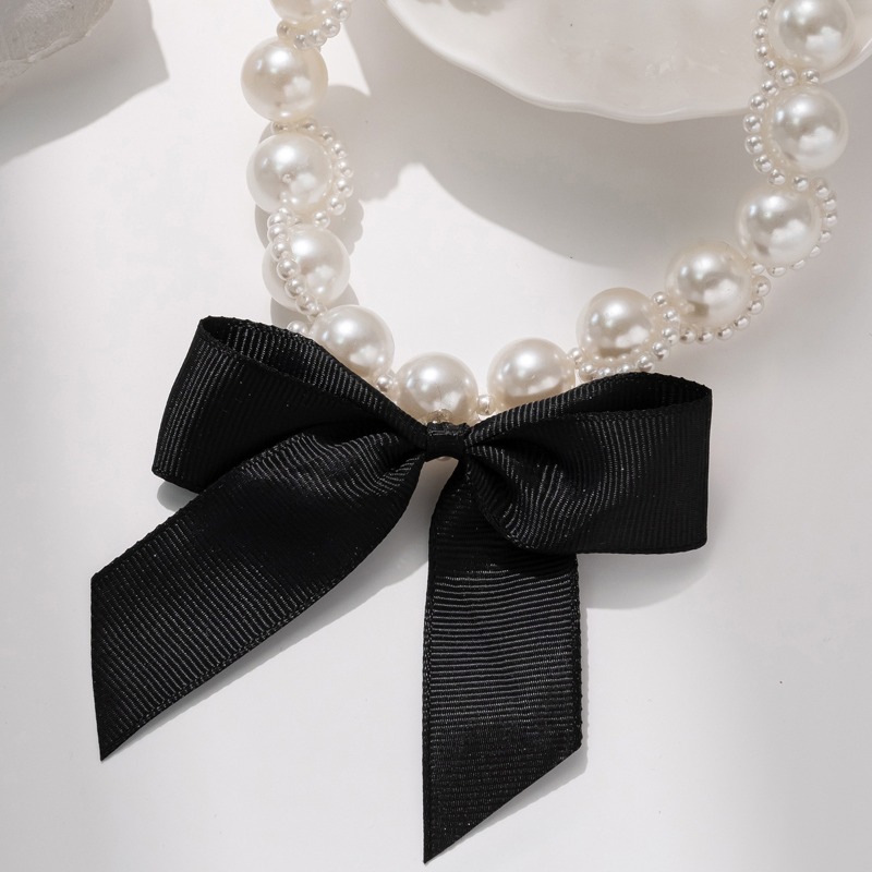 인조 진주 리본 초커 목걸이, 리본 장식 빈티지 유럽  - Pearl Choker Necklace Vintage 리뷰 및 가격