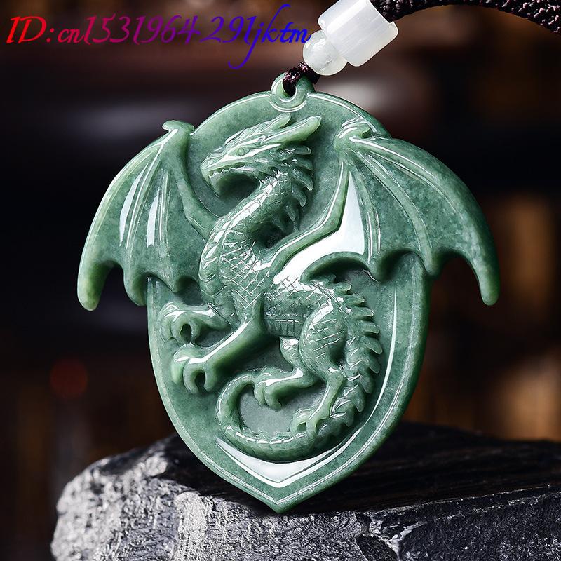천연 버마산 비취 용 펜던트 목걸이 원석 조각 부적 빈 - Necklaces 리뷰 및 가격