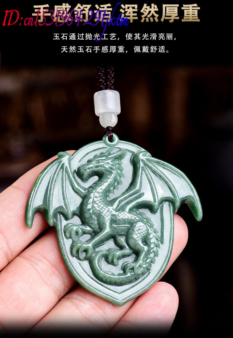 천연 버마산 비취 용 펜던트 목걸이 원석 조각 부적 빈 - Necklaces 리뷰 및 가격