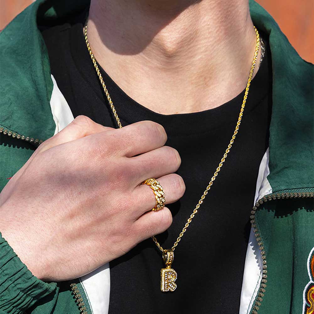 진짜 18K 골드 도금 이니셜 레터 힙합 블링 지르콘  - Initial Letter Necklace 18K Gold 리뷰 및 가격