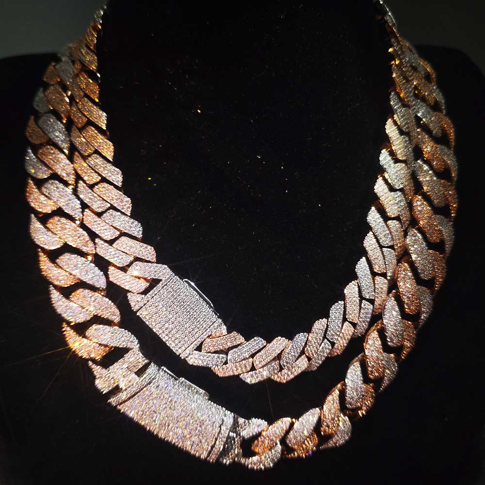 누오야 투톤 모자이크 체인 풀 CZ 아이스드 아웃 목걸 - Cuban Link Chain 12Mm 리뷰 및 가격